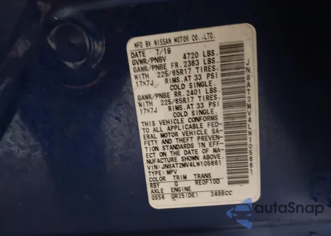 2020 Nissan Rogue S Intelligent Awd z USA, uszkodzony, nr VIN JN8AT2MV4LW105661